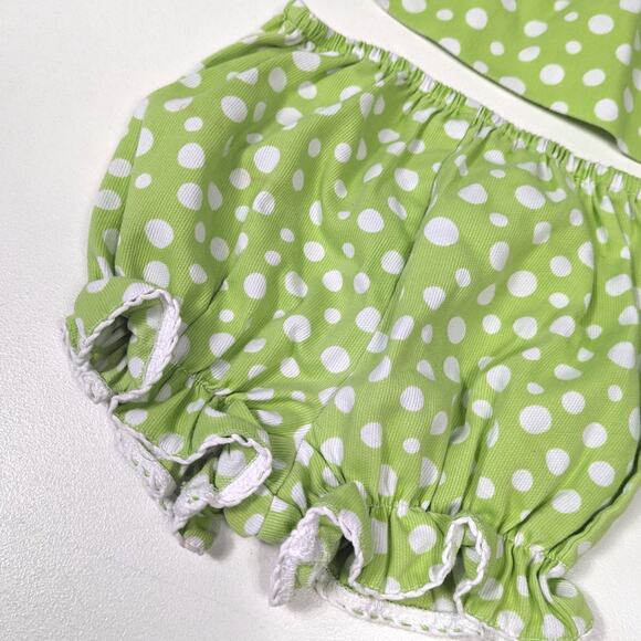 Amanda Remembered Outfit Baby Girl Sz 3m Green Polka Dot Sandal Smocked Boutique - Picture 3 of 6